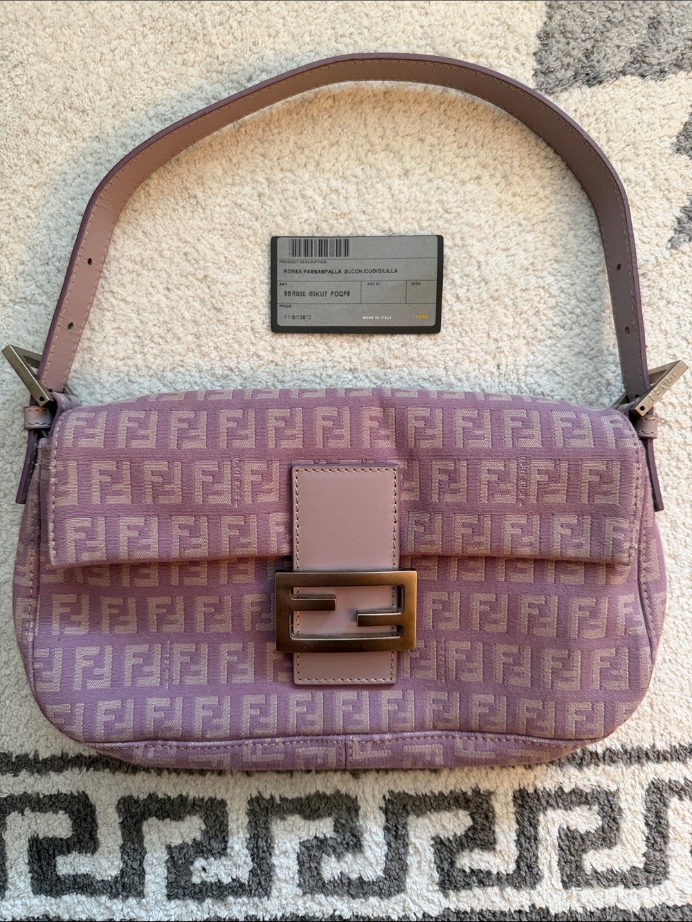 Fendi Lavender Zucchino FF Logo Baguette